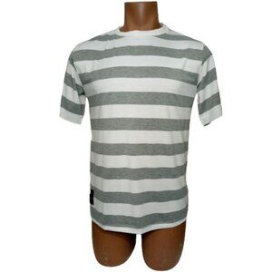 Men Grey/White Striped Short Sleeve Shirt